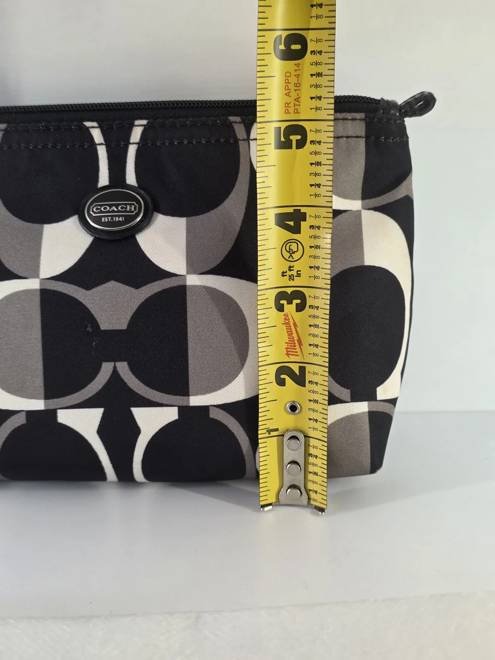 COACH Black & Gray Signature Cosmetic Pouch